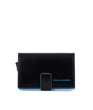 PIQUADRO BLUE SQUARE Suport card de credit din piele si metal - Portofele bărbați