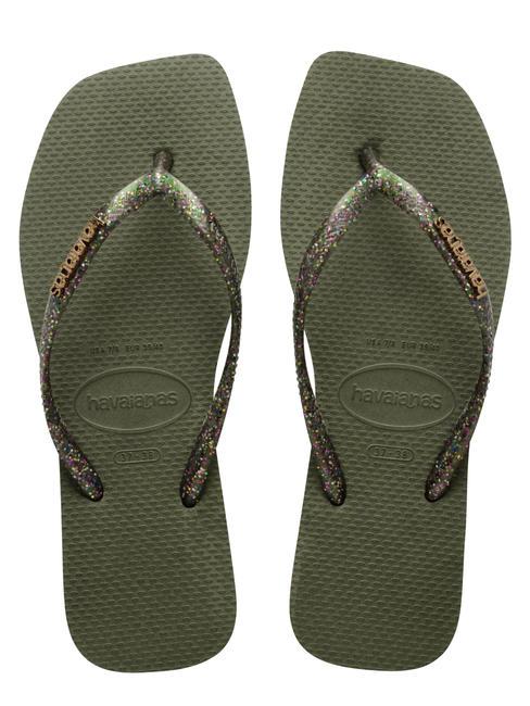 HAVAIANAS SQUARE LOGO Papuci flip-flop verde - Pantofi femei