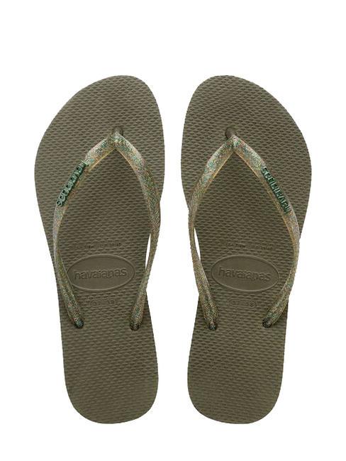 HAVAIANAS SLIM LOGO Papuci flip-flop verde - Pantofi femei