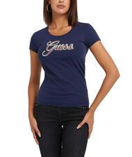 GUESS SCRIPT Tricou cu scris cu sclipici albastru &icirc;nnegrit - tricou - 1