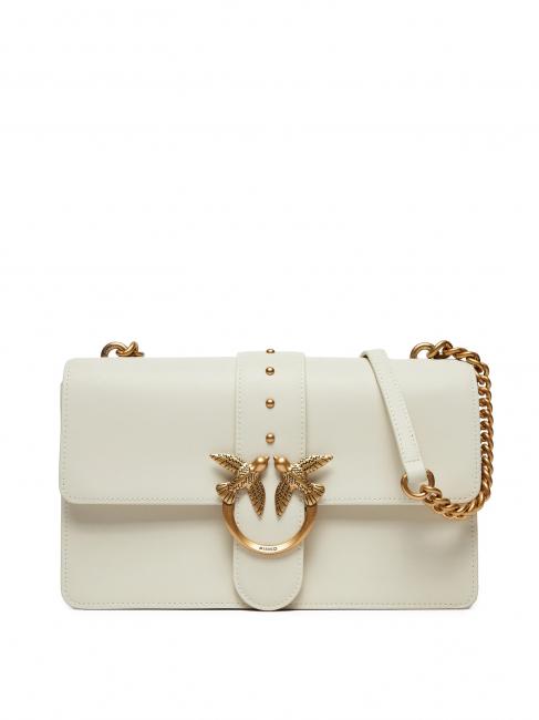PINKO CLASSIC LOVE BAG O singură geantă mătase alb-aur antic - Genți femei