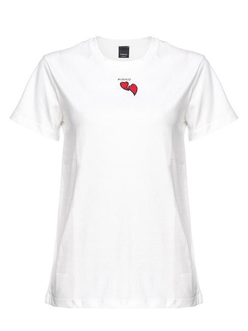 PINKO TRAPANI Tricou din jerseu cu inimioare cu margele alb de mătase - tricou