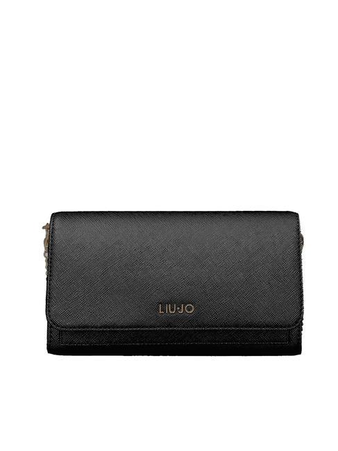 LIUJO SAFFIANO Geantă clutch portofel cu lanț BLACK - Genți femei