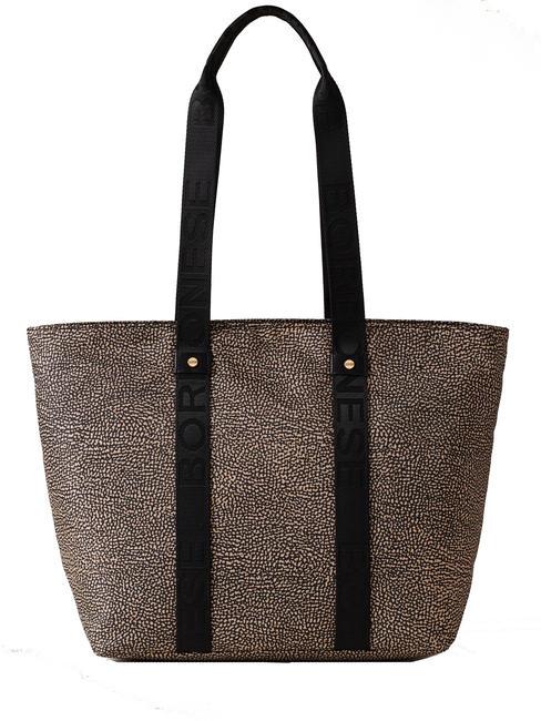 BORBONESE SHOPPER MEDIUM ECO LINE Punga de cumparaturi OP / NATURAL / NEGRU - Genți femei