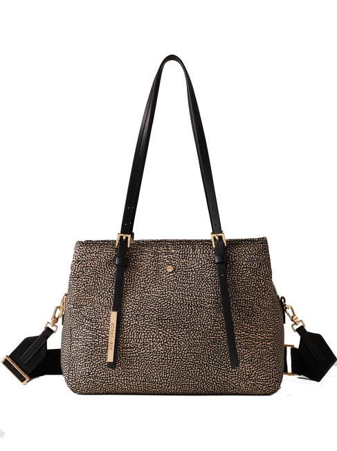BORBONESE L'ECOLE NYLON Shopper de umar, cu curea de umar OP / NATURAL / NEGRU - Genți femei
