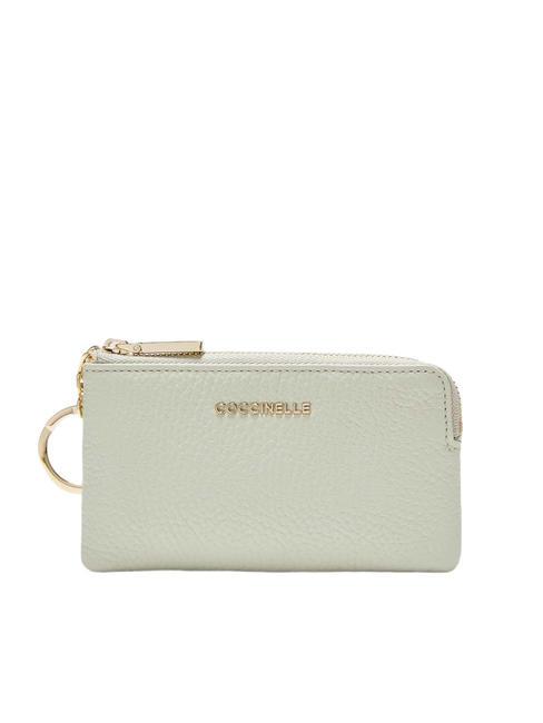 COCCINELLE METALLIC SOFT Poșetă plic pentru monede verde celadon - Portofele femei