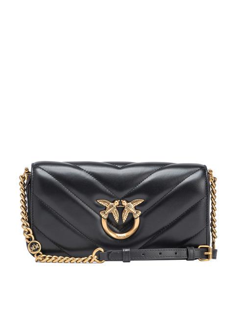 PINKO LOVE CLICK Mini geanta bagheta din piele aur negru-vechi - Genți femei