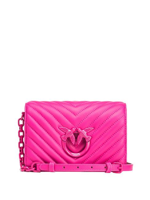 PINKO LOVE CLICK CHEVRON Mini geanta de umar din piele culoare roz pinko-bloc - Genți femei