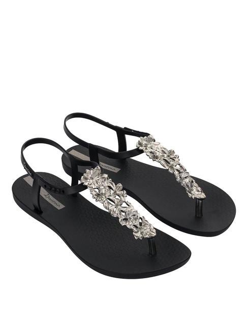 IPANEMA CLASS SHINY FLOWER  Sandale flip-flop negru argintiu - Pantofi femei