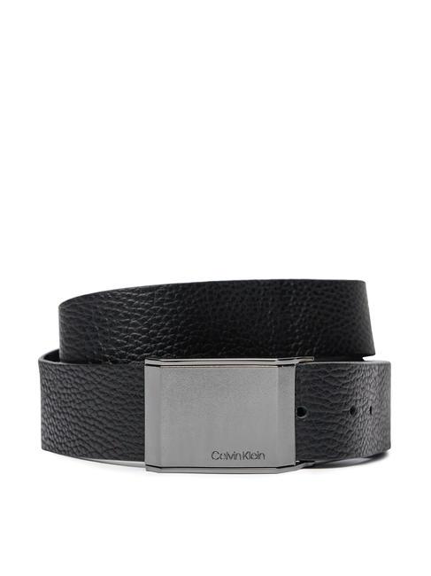 CALVIN KLEIN BEVELED PLAQUE Curea din piele fabricata in Italia negru - Curele