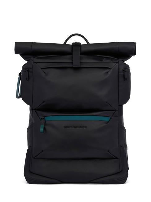 PIQUADRO CORNER 2.0 SPECIALE  Rucsac pentru laptop de 15,6", din piele, cu husa de ploaie negru - Rucsacuri pentru laptop