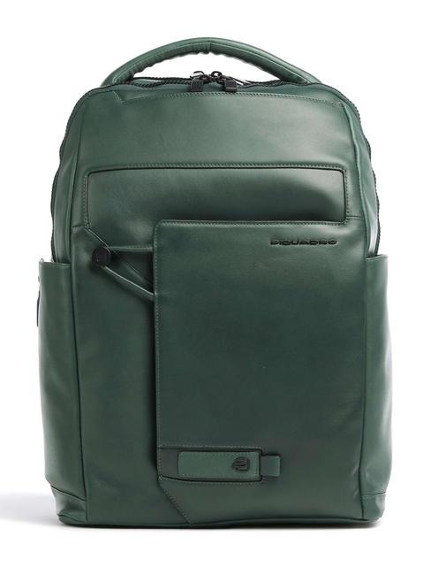PIQUADRO AYE Rucsac pentru laptop de 15,6", din piele VERDE - Rucsacuri pentru laptop