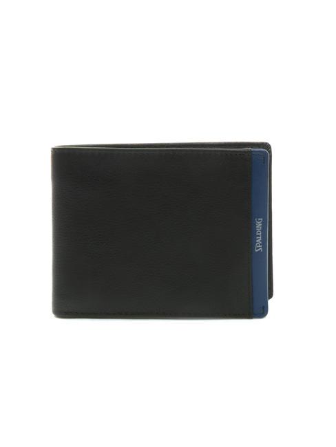 SPALDING NEW YORK STRIPE portofel din piele de 8cc negru/bleumarin - Portofele bărbați