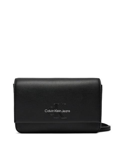 CALVIN KLEIN CK JEANS SCULPTED Pocheta portofel de umar logo negru/metalic - Portofele femei
