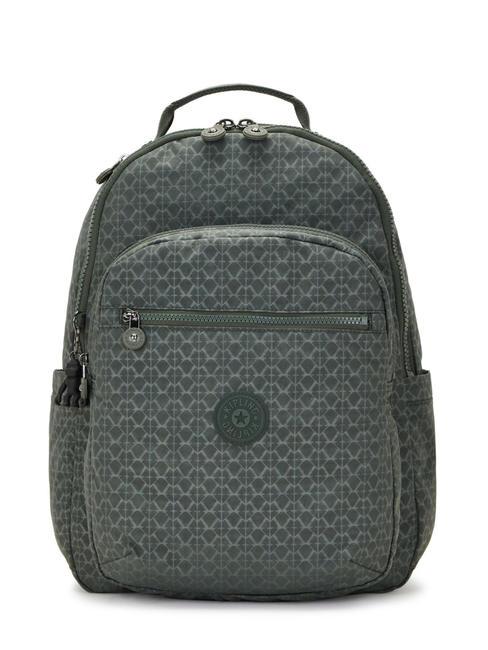 KIPLING SEOUL L Rucsac pentru laptop de 15". semn în relief verde - Rucsacuri pentru școală și timp liber