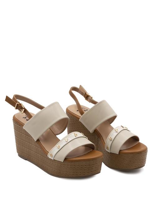 ROCCOBAROCCO RB METALLIC Sandale cu pană înaltă bej - Pantofi femei