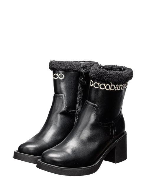 ROCCOBAROCCO LOGO Botine inalte cu fermoar negru - Pantofi femei