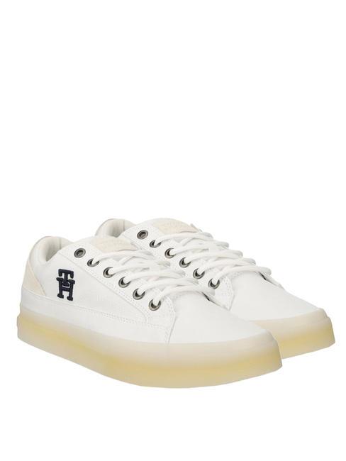 TOMMY HILFIGER TH HI VULC STREET LOW MIX Tenisi din stofa alb - Pantofi bărbați