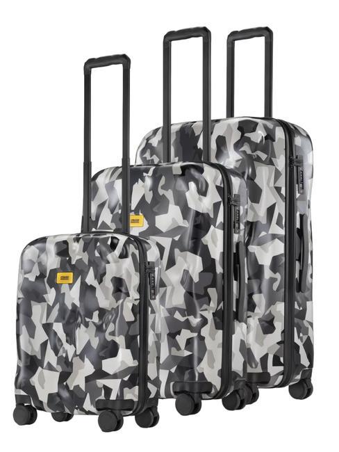 CRASH BAGGAGE ICON PATTERN Set 3 carucioare: cabina, mediu, mare camo gri - Set trolere
