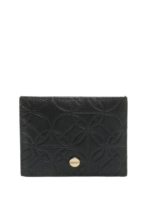 BORBONESE RIVETTO EMBOSSED Suport plat pentru card negru - Portofele femei