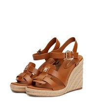 TOMMY HILFIGER TH Sandale cu pană espadrile &icirc;nalte din piele - Pantofi femei
