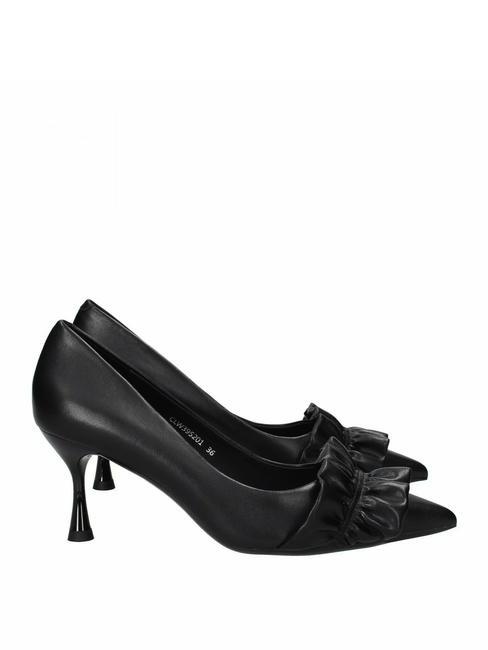 CULT PINK 3952 Pompi din piele cu toc mediu negru - Pantofi femei