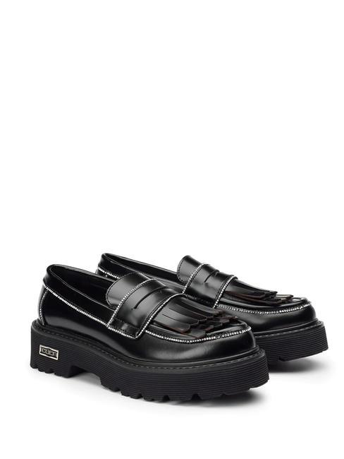 CULT SLASH 3904 Mocasini cu ciucuri si strasuri negru - Pantofi femei