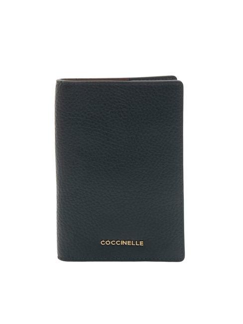 COCCINELLE METALLIC SOFT Suport pentru pașaport din piele texturată albastru miezul nopții - Accesorii de călătorie