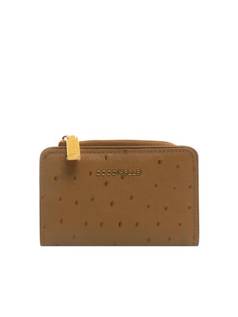 COCCINELLE METALLIC OSTRICH Suport card din piele imprimata alune - Portofele femei