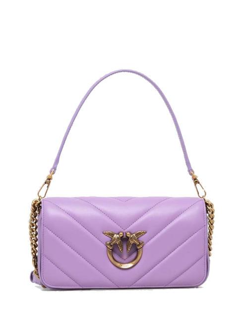 PINKO LOVE CLICK Mini geanta bagheta din piele lalea violet-aur antic - Genți femei