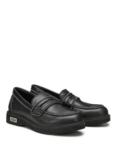 CULT SABBATH 0064 KIDS Mocasini cu profile din strass negru - Pantofi pentru bebeluși