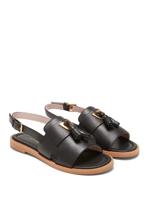 COCCINELLE BEAT SELLERIA Sandale plate din piele netedă negru - Pantofi femei
