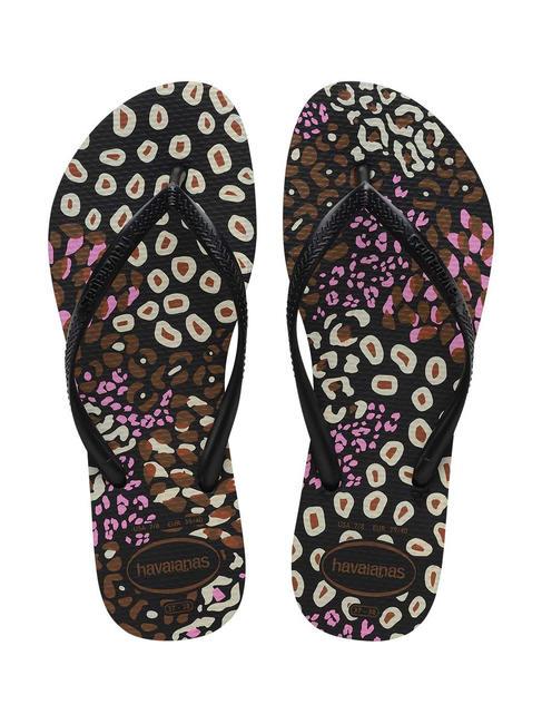 HAVAIANAS SLIM ANIMALS SLIM ANIMALS flip-flops limonada neagra/roz - Pantofi femei