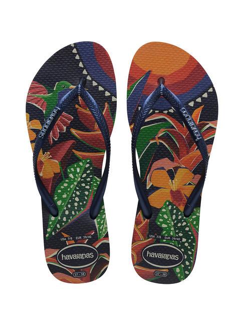 HAVAIANAS  Flip-flip-uri SLIM TROPICAL NAVY / BLUE / NAVY - Pantofi femei