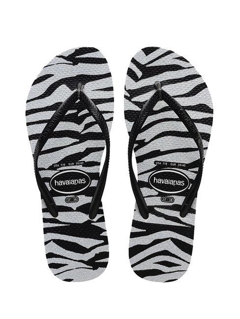 HAVAIANAS SLIM ANIMALS GLITTER Papuci flip-flop BLACK - Pantofi femei