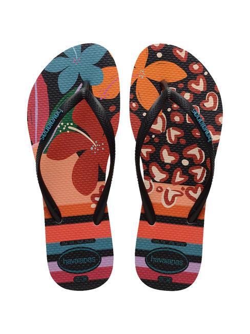 HAVAIANAS SLIM PATCHWORK Papuci flip-flop bej/negru - Pantofi femei