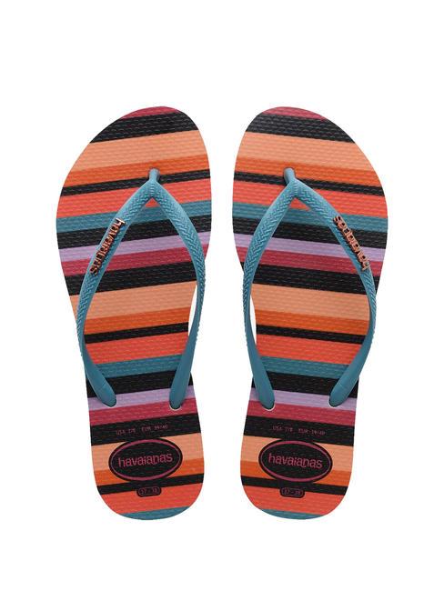 HAVAIANAS SLIM PATCHWORK Papuci flip-flop bej paie/albastru - Pantofi femei