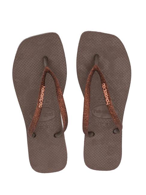 HAVAIANAS SQUARE GLITTER Papuci flip-flop Darkbro - Pantofi femei
