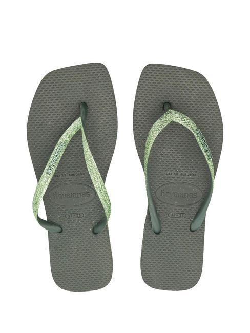 HAVAIANAS SQUARE GLITTER Papuci flip-flop olivegreen - Pantofi femei