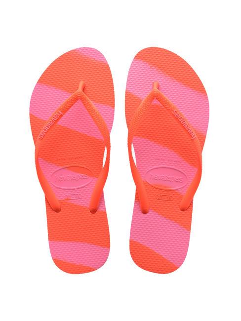 HAVAIANAS SLIM COLOR FUN Papuci flip-flop coral neon - Pantofi femei