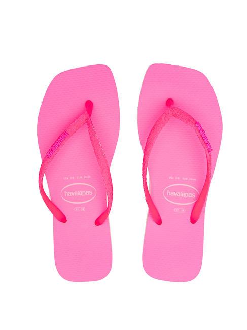 HAVAIANAS SQUARE GLITTER NEON Papuci flip-flop bej/roz/roz - Pantofi femei