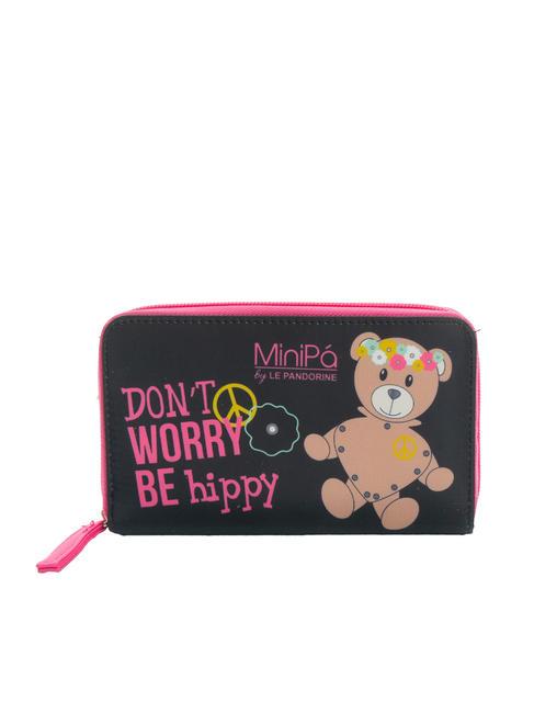 MINIPA' DON'T WORRY BE HIPPY Fermoar mare în jurul portofelului negru - Saci și accesorii pentru copii