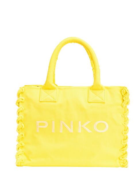 PINKO BEACH Geantă de cumpărături din pânză reciclată soare galben-aur antic - Genți femei