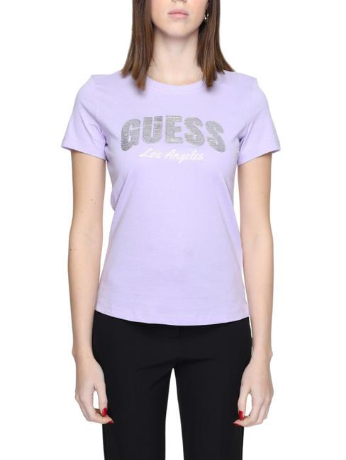 GUESS SEQUINS Tricou din bumbac liliac deschis nou - tricou