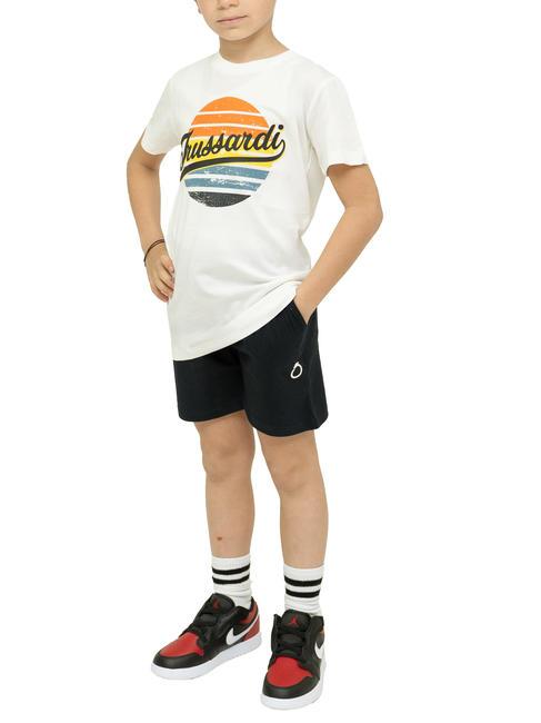 TRUSSARDI TOMASI Set tricou și bermude din bumbac aproape alb - Treninguri pentru copii