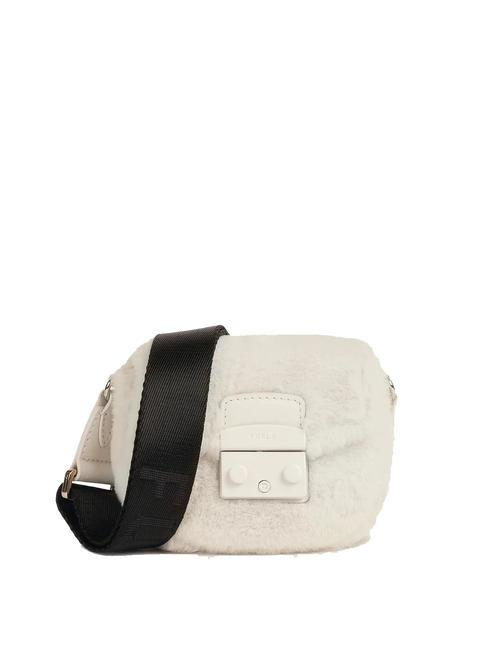 FURLA METROPOLIS Mini geanta de umar bumbac alb + negru - Genți femei