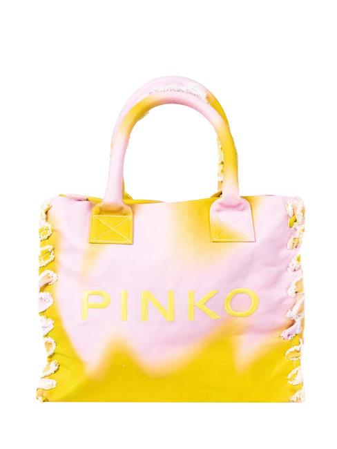 PINKO BEACH Geantă de cumpărături din pânză reciclată lime/roz - Genți femei