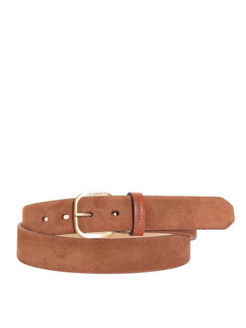 THE BRIDGE SUEDE Curea din piele intoarsa BROWN - Curele
