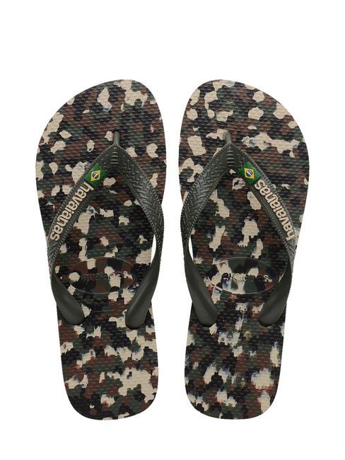 HAVAIANAS BRASIL TECH II Papuci flip-flop olivegreen - Pantofi bărbați