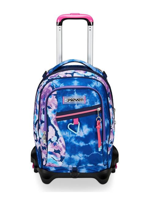 SEVEN CUSTOM CLOUD Rucsac troler cu 3 roti BLUE PRINT - Rucsacuri cu role